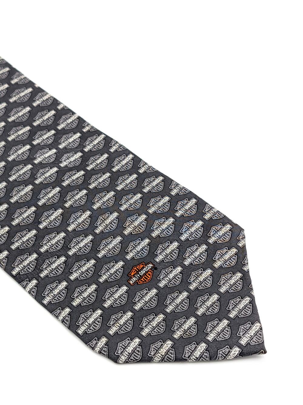 Vintage 2000 Harley-Davidson Tie Tonal Logo Charcoal Hidden Shadow Jacquard Y2K